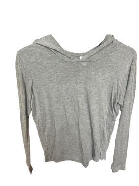 Sweet Heather Gray Pullover Long Sleeve Hooded T-Shirt Women's Size Medium